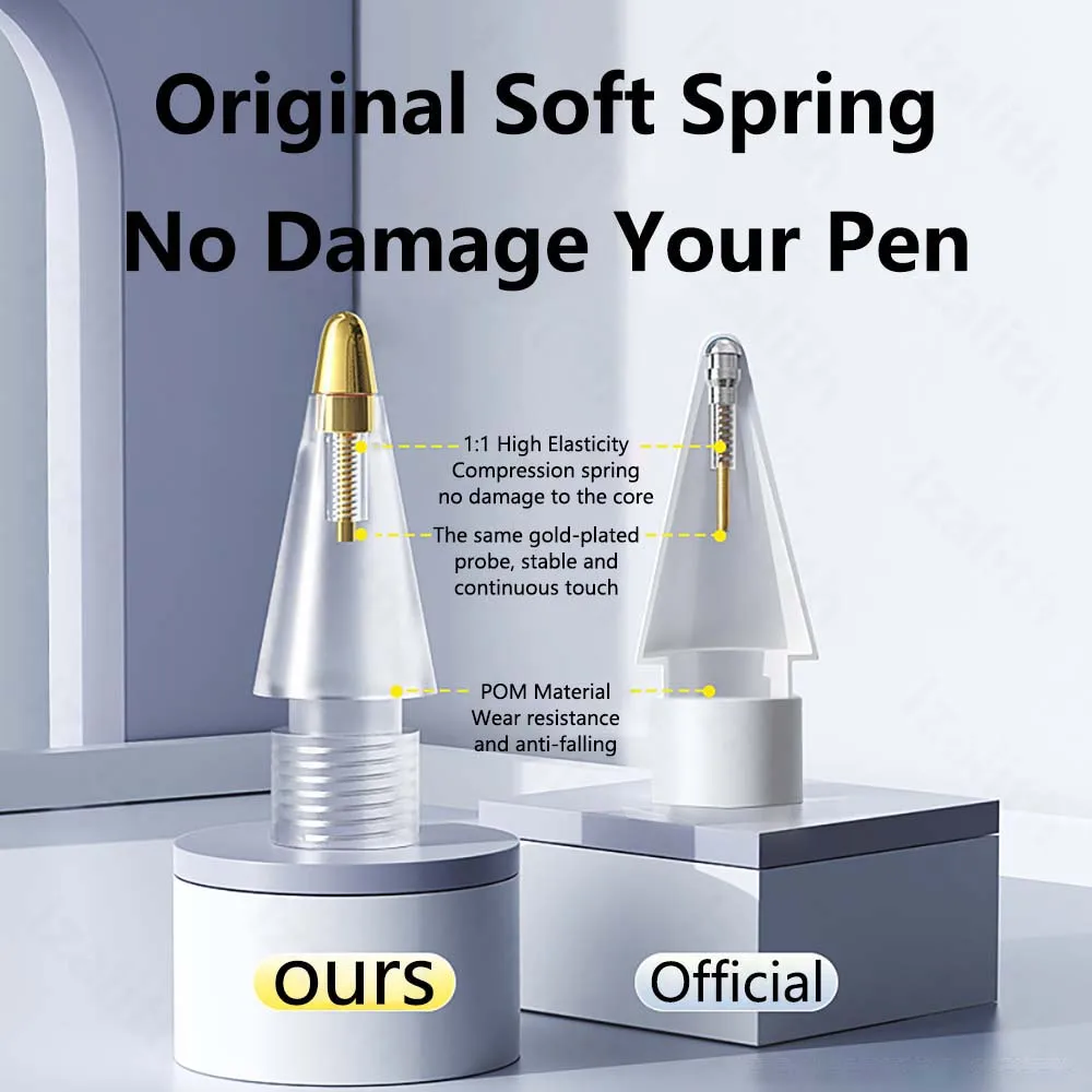 Remplacement pour Apple Pencil Nib Set (Version 1ère/2e génération/USB-C) remplacement pour iPad Pro Stylus haute résistance à l'usure améliorée