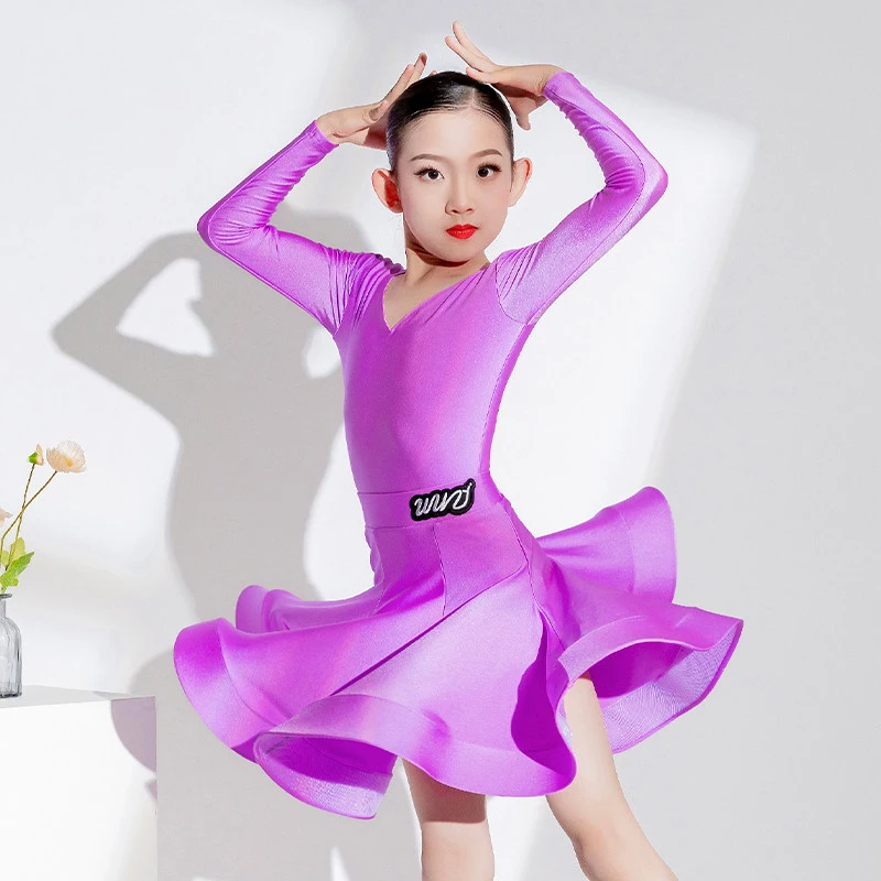 8 Colors Girls National Standard Ballroom Dance Competition Dress Latin Dance Professional Dress Stage Practice Wear SL8864