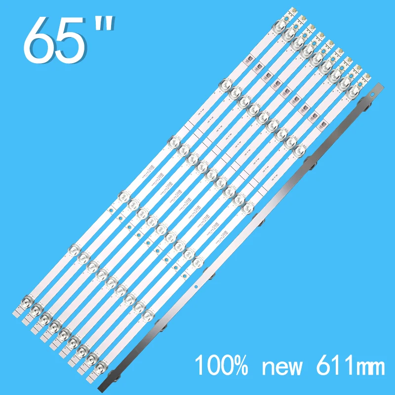 3V 6 luzes 611mm LED Backlight Strip para Hisense 65 TV LB6507M V0 65H6570F 65H6510G H65B7100 H65B7300 HD650V1U72-T0L1 HE659XH H H
