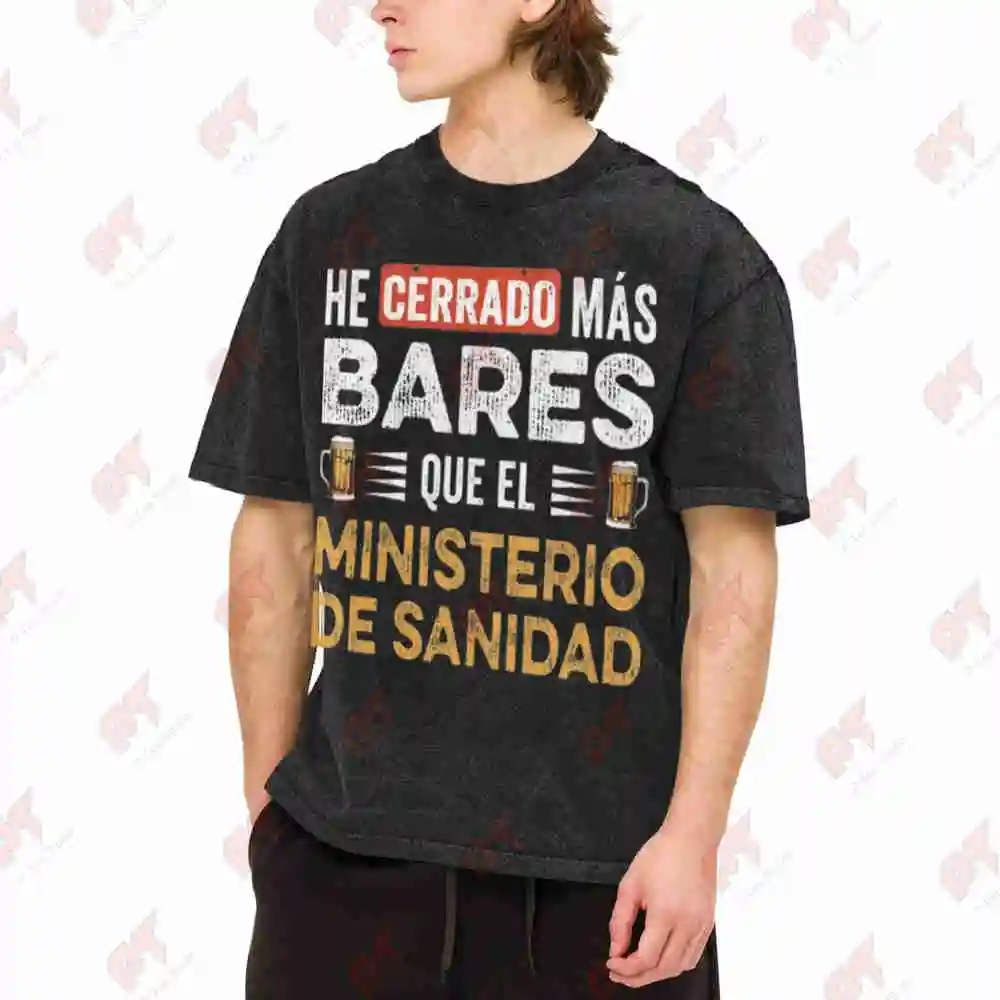 Spanish I Close Bars Beer Humor Vintage Washed Tee Pure Cotton T-Shirt