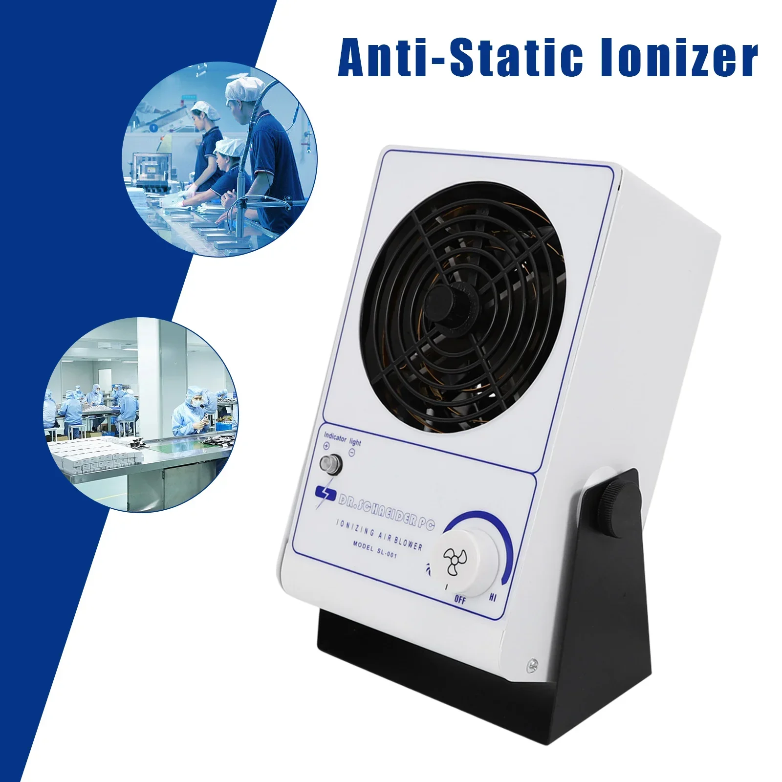 

Air Blower, 110V Antistatic Ionizer,Static Eliminator, ESD Ionizer Benchtop, Desktop Anti Static Ionizer Fan for Production Line