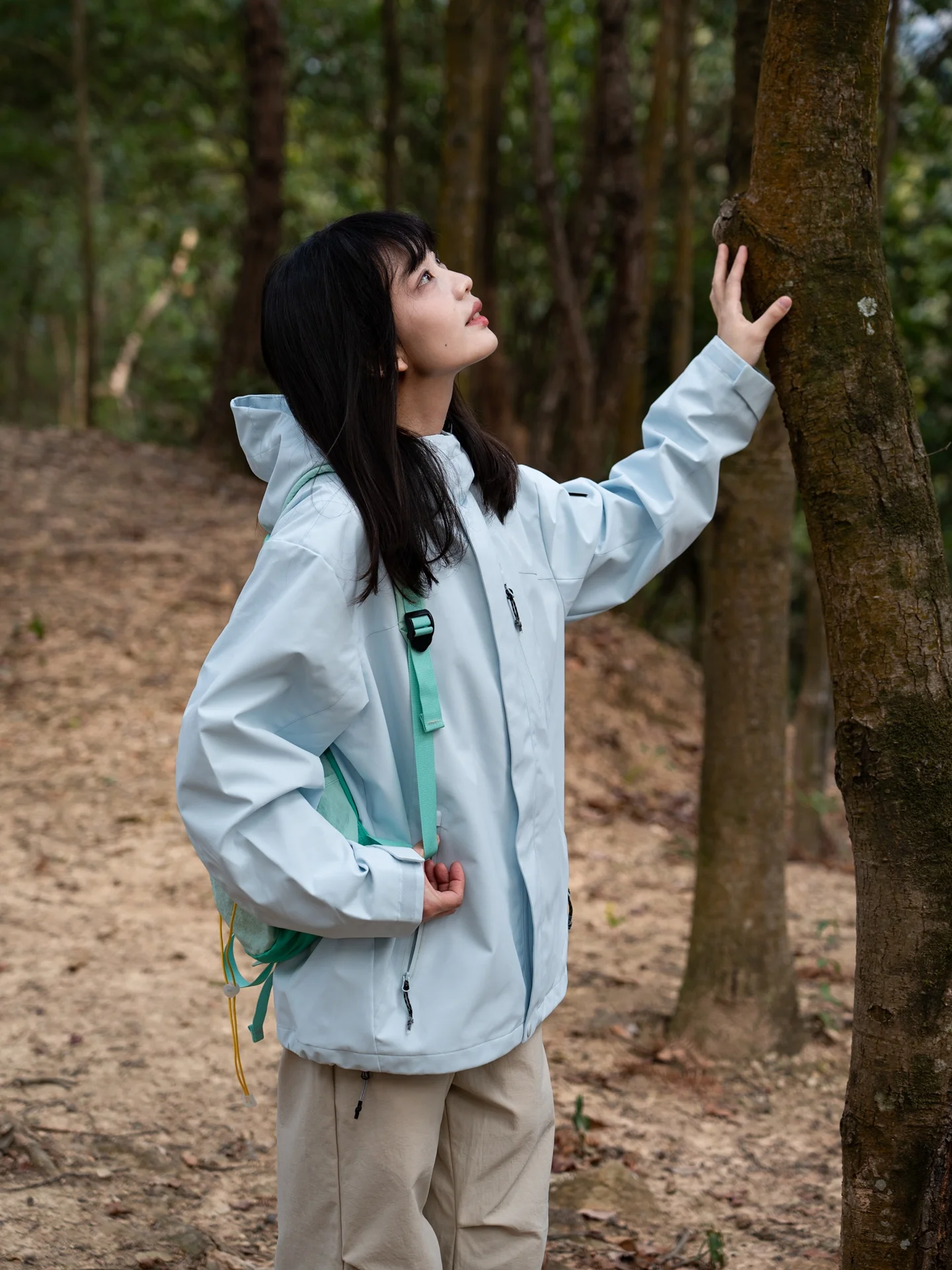 

Loose Women's Outdoor Climbing Jaet Windproof Blue Mountain Spring New Sle Zipper Design Hooded Casual Faion Coat