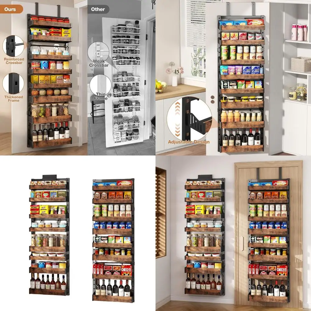 

Over-Door 8-Tier Metal Pantry Organizer with Adjustable Baskets for Kitchen and Closet Storage