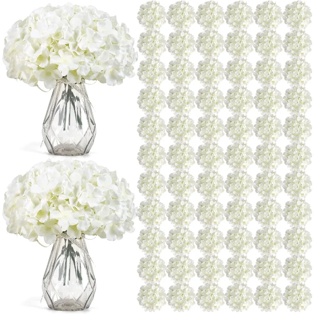 

Auihiay 104 PCS Artificial Hydrangea Flowers, Silk Hydrangea Artificial Flowers Heads with Stems, Full Hydrangea Flowers
