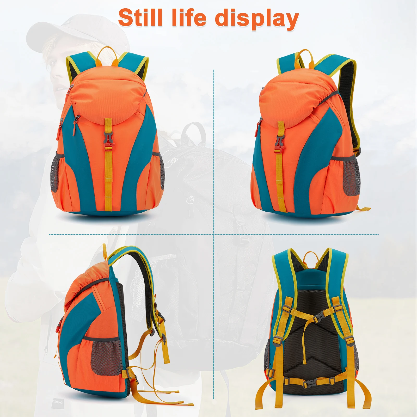 Mochila de caminhada leve ao ar livre para mulheres, mochila de equipamento de caminhada para homens, mochila de viagem de curta distância de grande capacidade