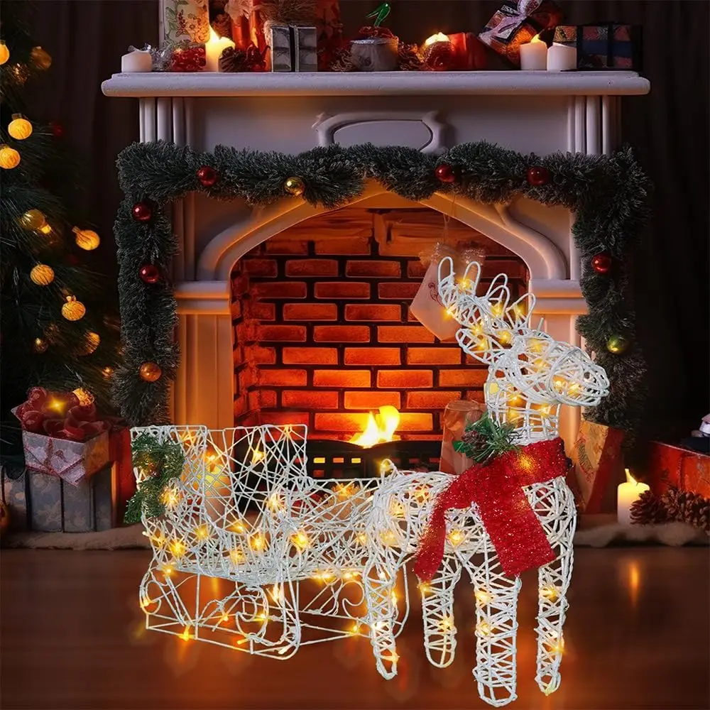 

Christmas Lighted Reindeer & Santa's Sleigh Lighted Display