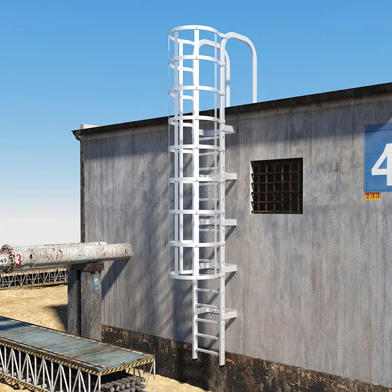 Simple escape safety ladder for construction site maintenance staircases, aluminum alloy safety passage ladders with cages