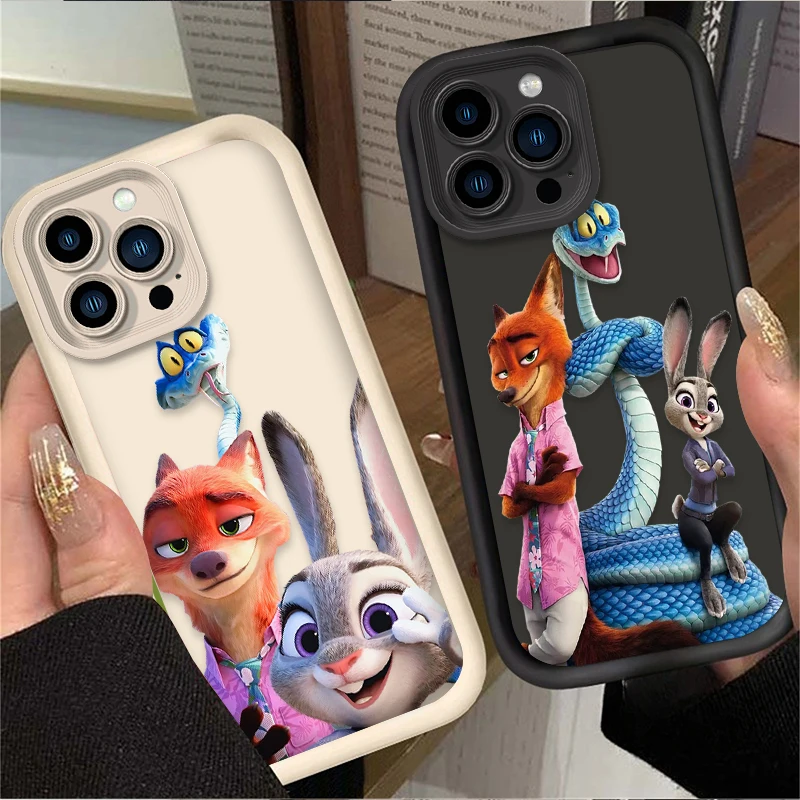 Bonita funda de teléfono Zootopia Partner para iPhone 17 Air 16 16E 15 14 13 12 11 Pro Max X XS X S Max XR SE 2020 SE4 7 8 funda de silicona