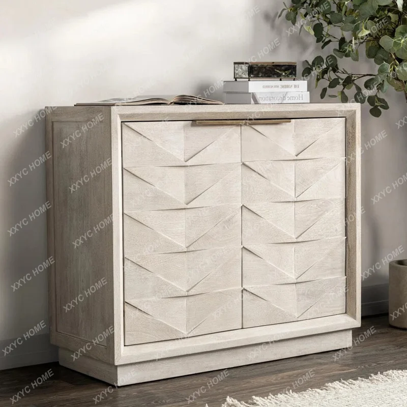 

GG log wind solid wood carving dining side cabinet living room entrance cabinet