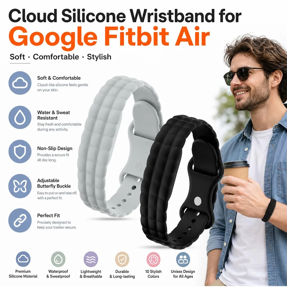 Cloud Silicone Strap for Google Fitbit Air Band Replacement Wristband Breathable Fitness Tracker for Google Fitbit Air Accessory