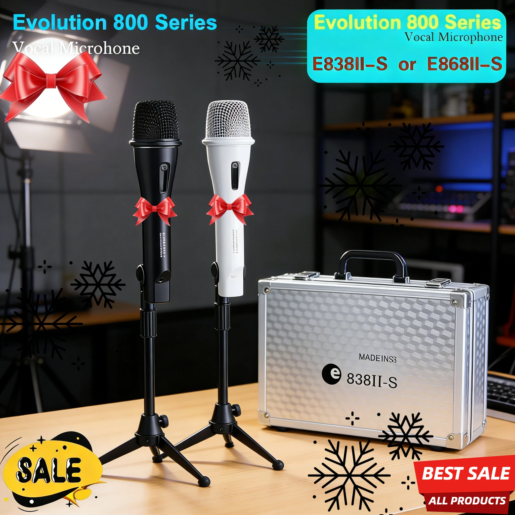 

new E838II-S-Black-S-WhiteE868II-S Professional Dynamic Microphone for Karaoke Live Broadcast Singing Conference Performance