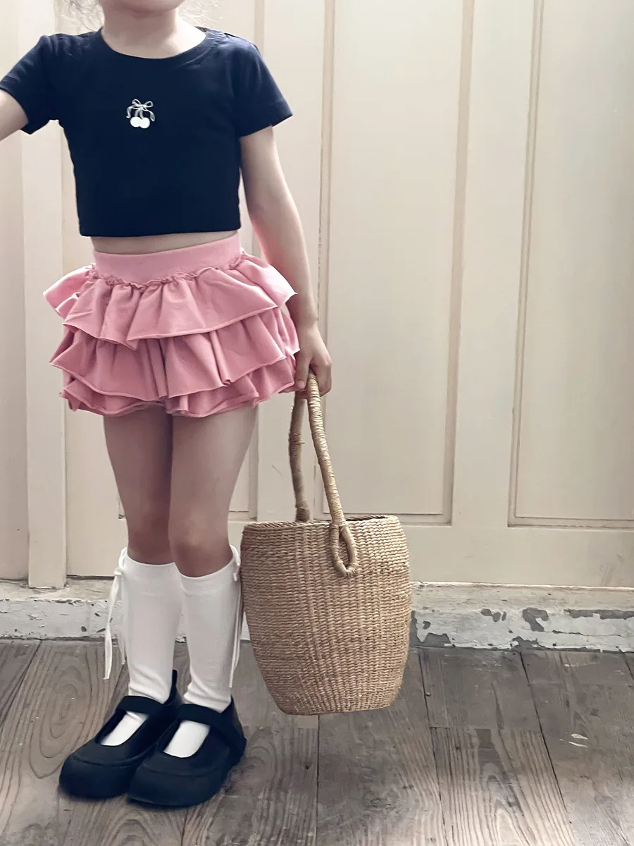 Girl Skirt Princess Girls Summer Korean Style Ballet Style Cake Short Children A-line Skirt Baby Girl Fashion Solid Half Skirt