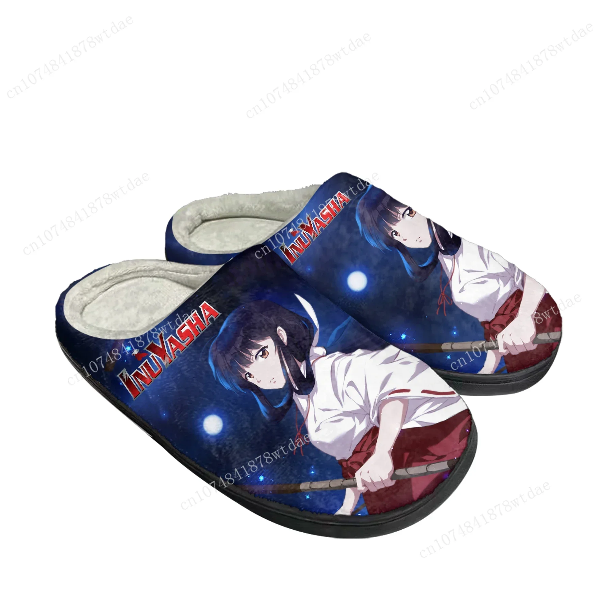 Kikyo Home Cotton Slippers Mens Womens Inuyasha Plush Bedroom Casual Keep Warm Shoes Anime Manga Custom Thermal Indoor Slipper