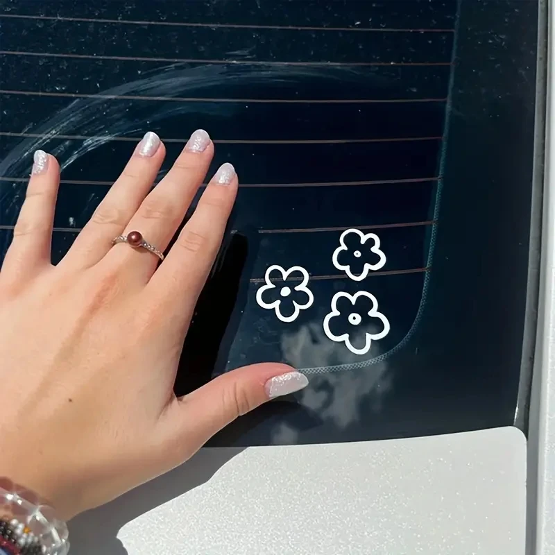 3-piece Floral Car Mirror Decal Set - Cute & Waterproof Decorations For Your bumper!