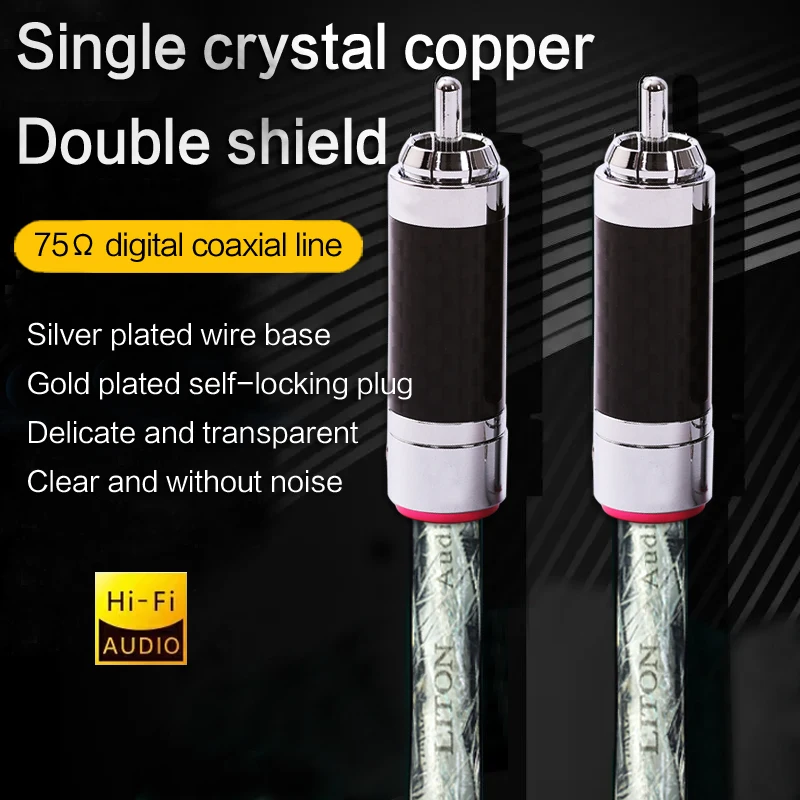 DIYLIVE HiFI fever grade pure copper silver plated coaxial subwoofer 75 European audio digital signal line coaxial line