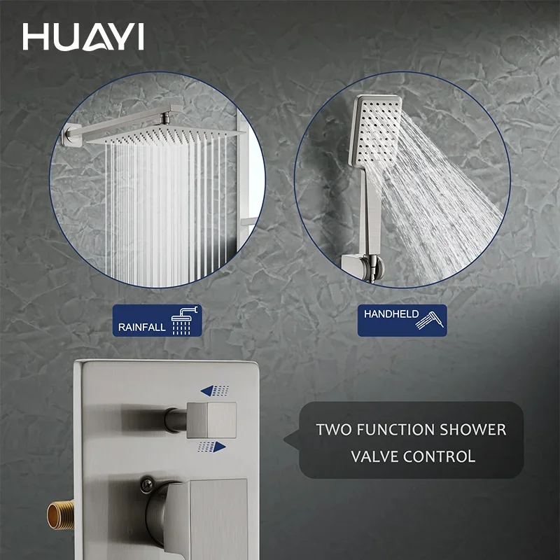 005 Factory Brushed Nickel Shower Mixer bathroom high pressure rain shower set