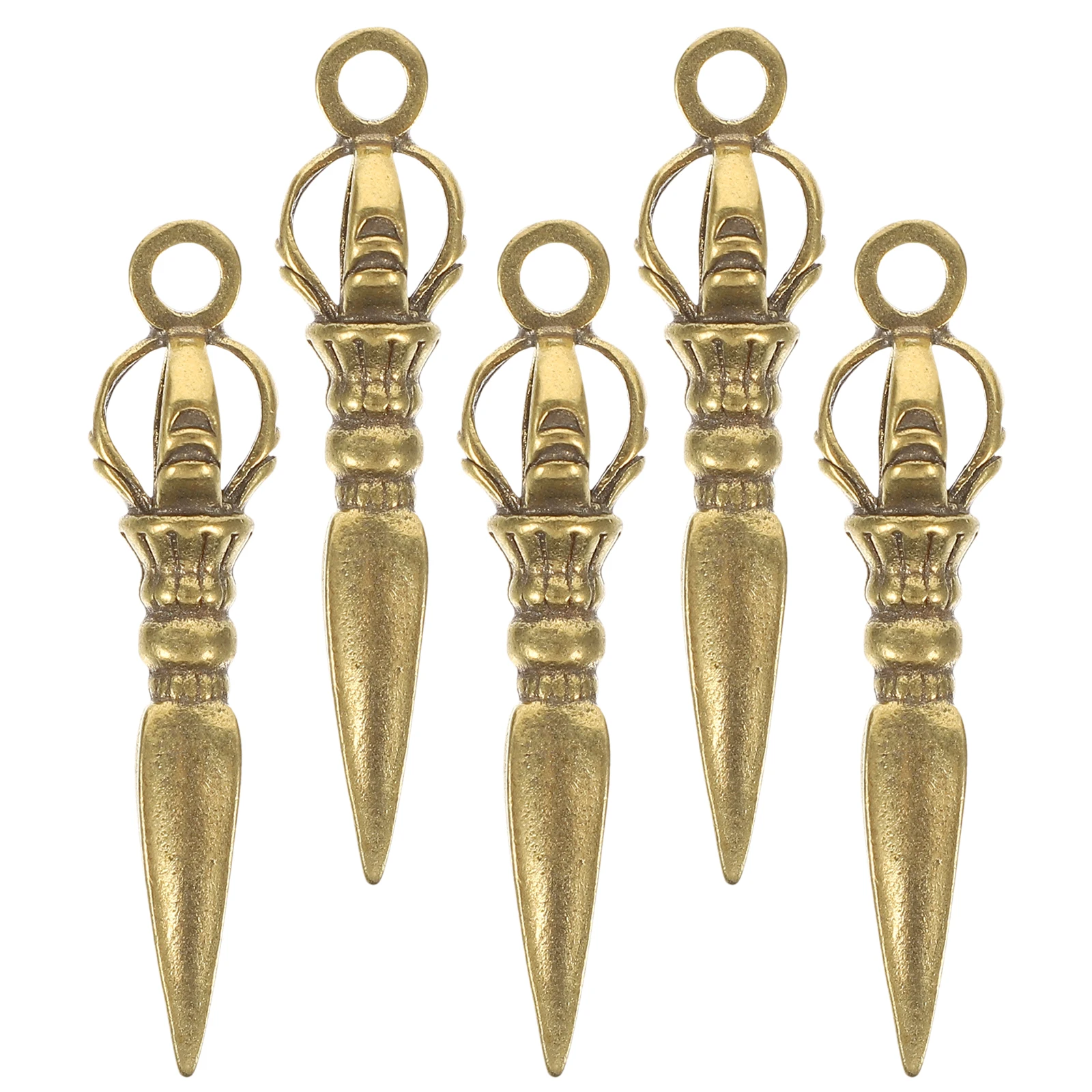 

5pcs Brass Ornament Vajra Pestle Necklace Pendant Pendant Retro Brass Craft Decor Jewelry Accessory Durable High Quality