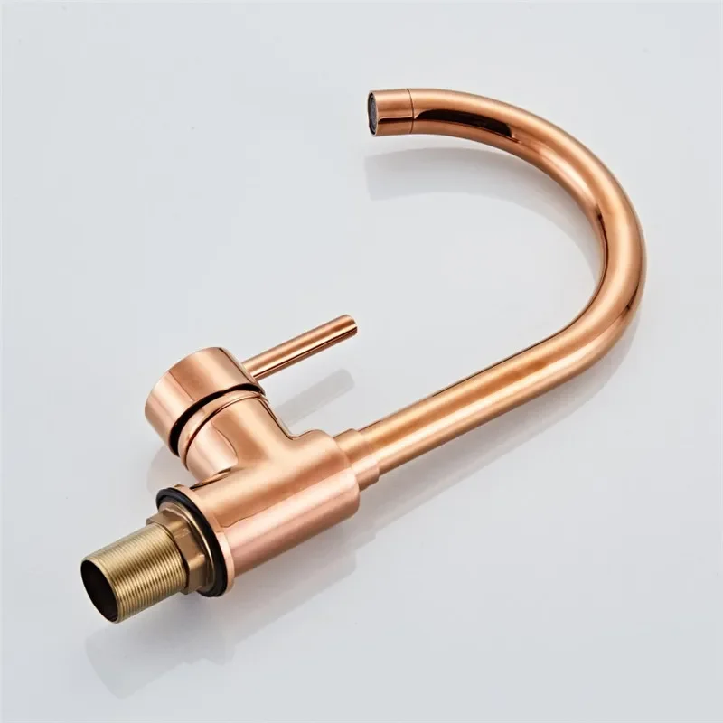 Rose Gold Kitchen Faucet Modern Style Home Cold and Hot Water Tap Single Handle Kitchen Faucets Black White Kitchen Mixer Taps