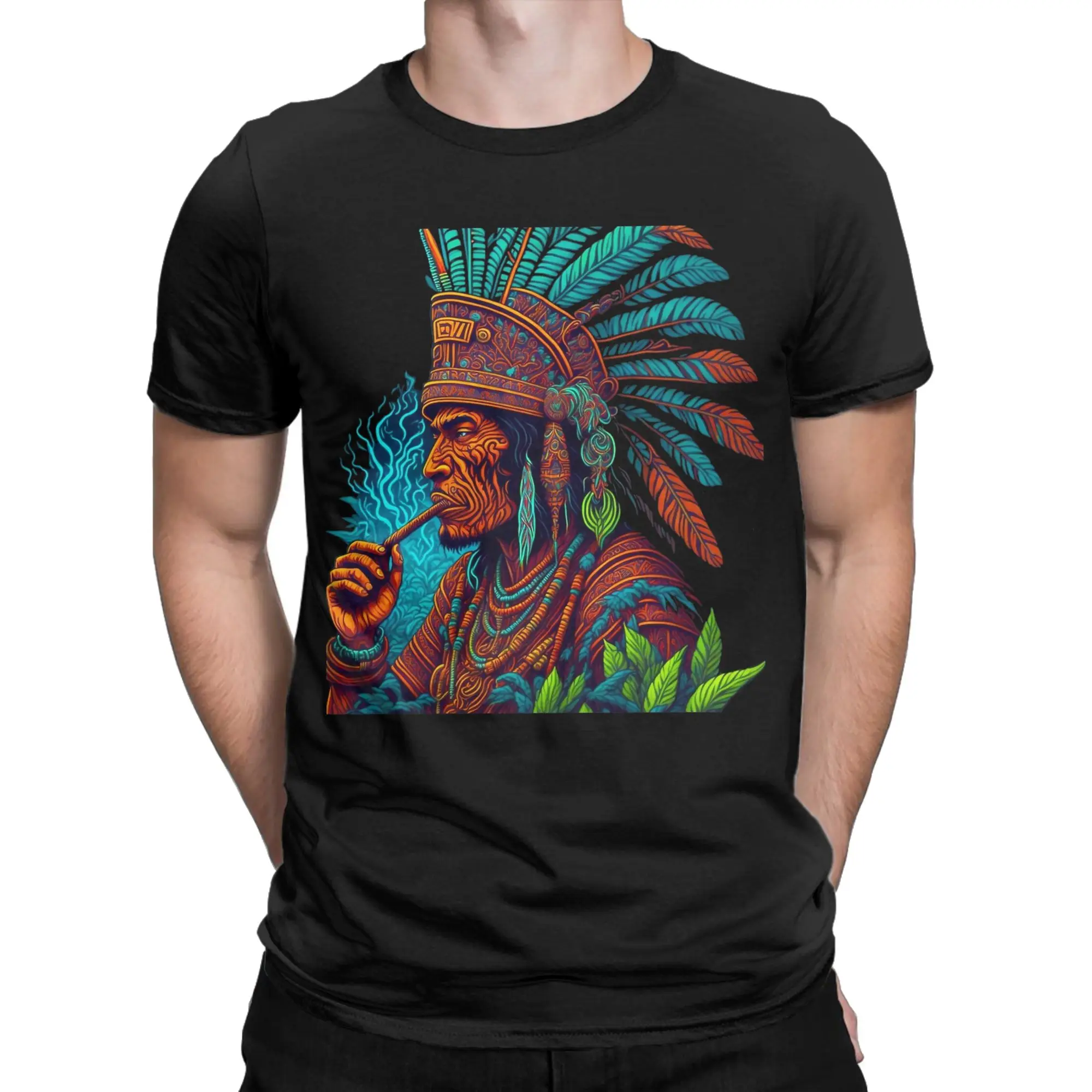 Men's Chiefin Weed Pattern Tobacco Chief & Leaf T Shirt  100% Cotton Clothes Awesome Short Sleeve Tee Shirt Plus Size T-Shirt