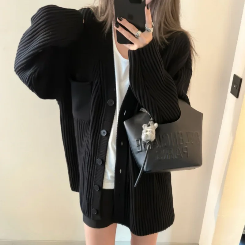 Cardigan Women Sweater 2025 New Fashion Casual Spring Autumn Button Pocket Loose Knitted Cardigan Autumn Winter Clothing