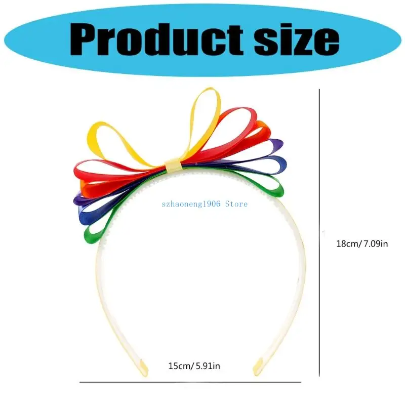 85LF بنات فيونكات شعر رباطات قوس قزح الشريط تصميم هيرباند لينة مرنة نونسليب إكسسوارات الشعر للأطفال الصغار #6