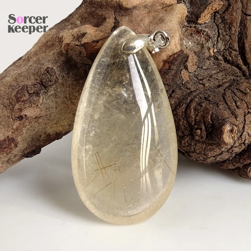 

Natural Stones Rutilated Quartz Pendant Hair Crystal Free Necklace Mineral Specimen Garden Crystal Quartz Jewelry Energy OS865
