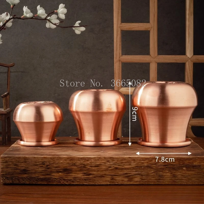 6cm*6.5cm/4.5*6cm Two Times Heating Mongolian Red Copper Fire Cupping Jars Therapy Body Cupping Massage Medical Vacuum Stress