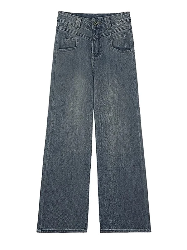 

Retro High Waist Wide Leg Denim Jeans Women's Summer New plus Size Loose Slimming Starry Pattern Straight Long Pants