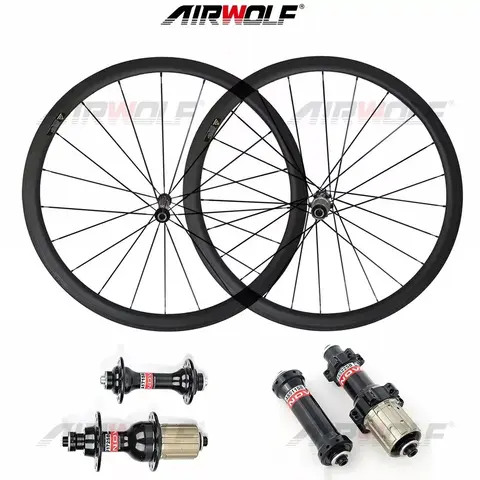 AIRWOLF 도로 자전거 탄소 Wheelsets 림 브레이크 Novatec 271/372 자전거 Rimset 25mm 너비 50/55/60mm 깊이