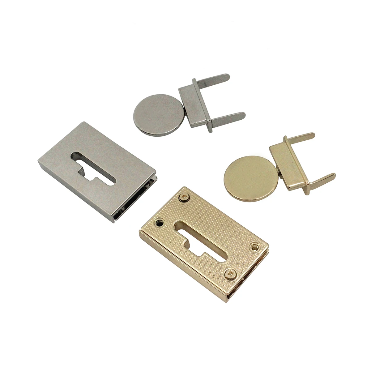 1x Metal Rectangle Push Lock Turn Lock Bag Briefcase Spring Lock Snap Decorative Clasps Closure Leather Craft Hardware Accessory