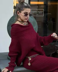 DSMTRC Commuting Autumn Women's Skirt Sets Elegant Gray/White Knitted Skirt Suits One Shoulder Sweater Top Long Skirt Tracksuits