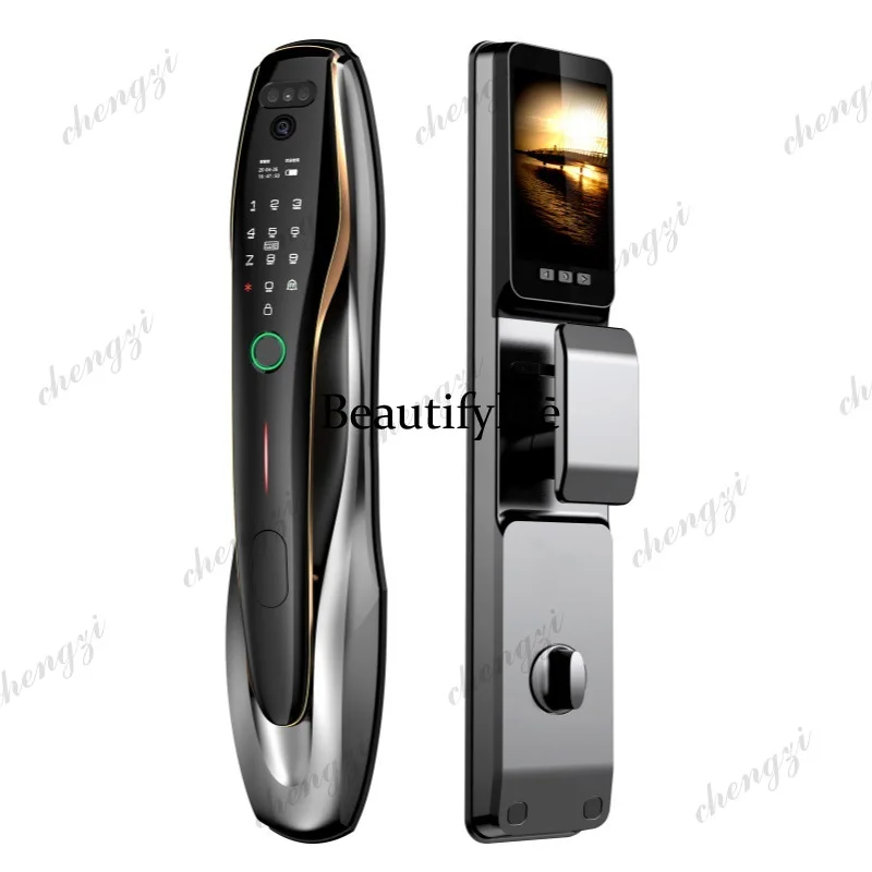 Automatic fingerprint lock, household anti-theft door, smart lock with monitoring and visual electronic password door lock