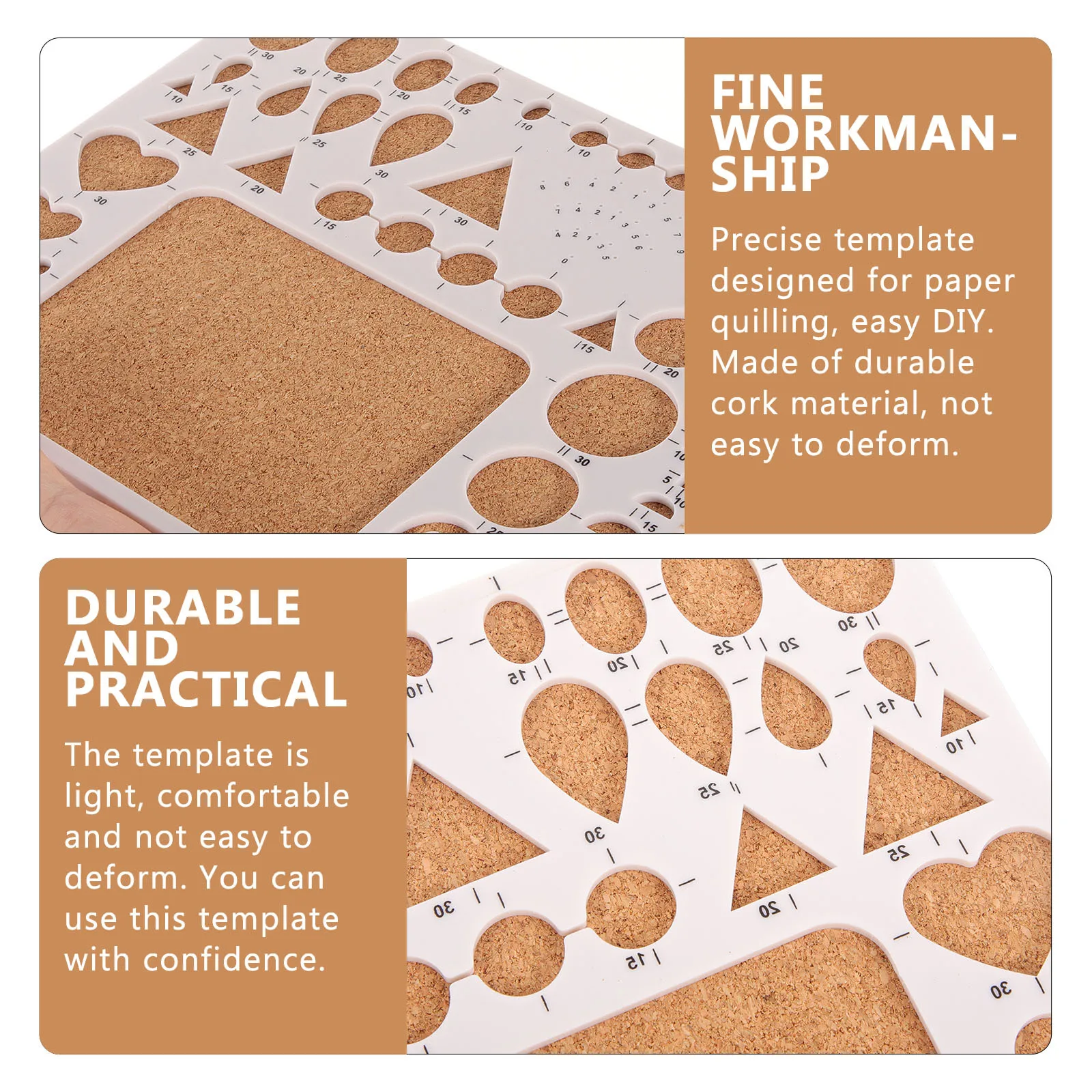 

DIY Paper Quilling Template Set Durable Cork Material Longtime Use No Rust Quilling Work Board Paper Slotted Pen