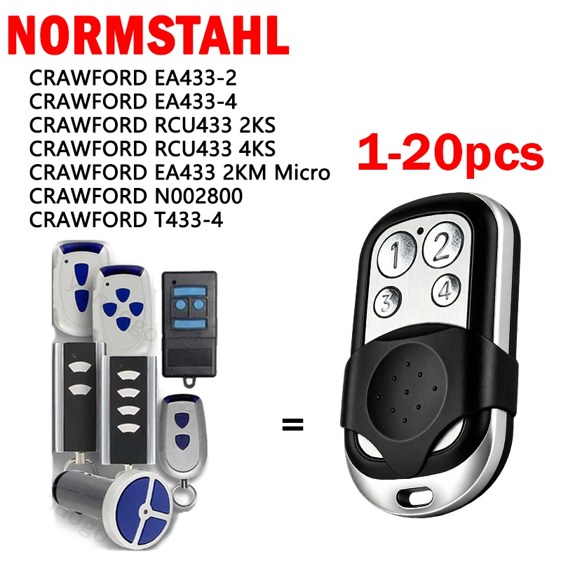 Für NORMSTAHL CRAWFORD Garagentor-Fernbedienung 433,92MHz EA433 -2 -4 RCU433 2KS RCU433 4KS EA433 2KM Micro N002800 T433-4