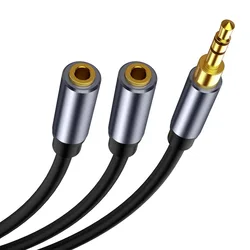 Splitter Headphone Cable For Computer 3.5mm Female to 2 Male 3.5mm Audio Connector Male to Dual Female 3.5 AUX Audio Adapter