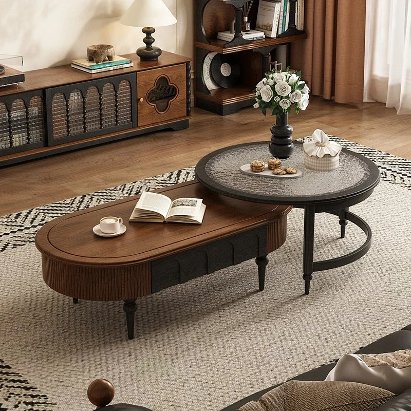 

American solid wood coffee table, living room household small apartment retro high-end small table