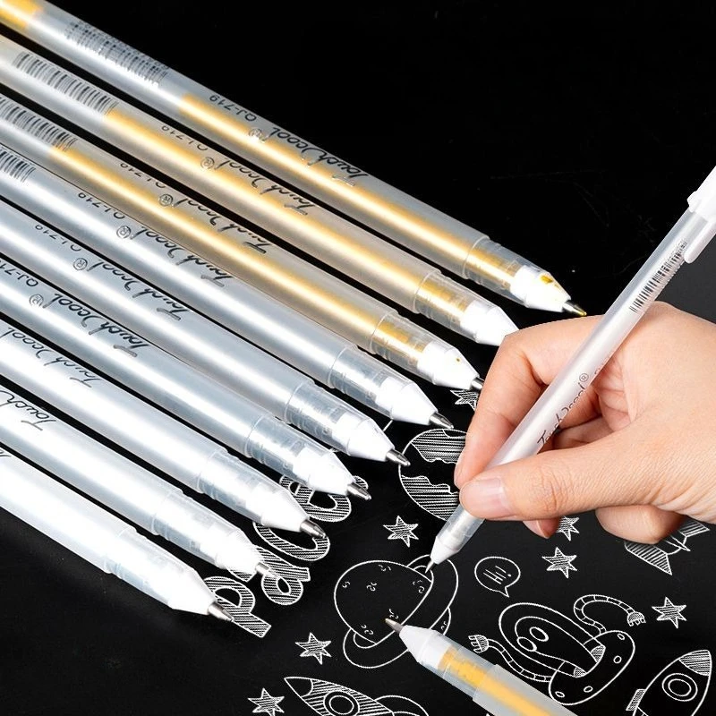 

3/5Pcs White Gel Pen 0.8mm Highlight Marker Pen Black Cardboard Manga Painting Pen Art Sketch Drawing Stationery