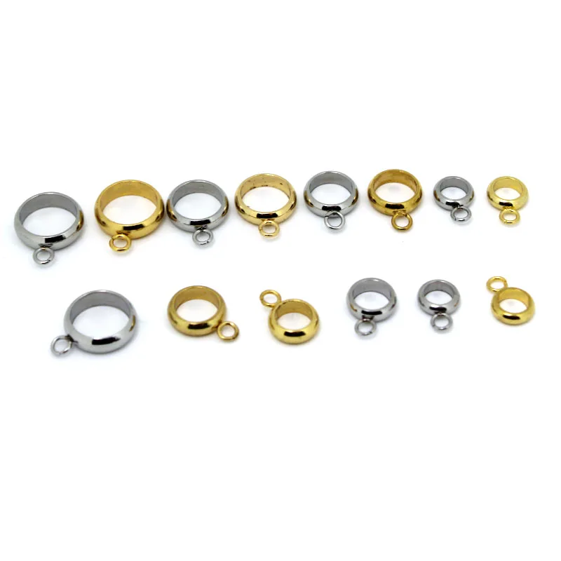 20Pcs 3/4/5/6/8mm Stainless Steel Bead Bail Connectors Spacer Bead Pendant Clip Clasp for DIY Necklace Bracelet Jewelry Making
