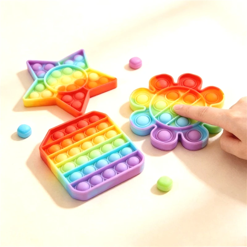 TOP Rodent Control Pioneer Children's Educational Decompression Press Music Silicone Toy Rainbow Surprise Gift antistress toy