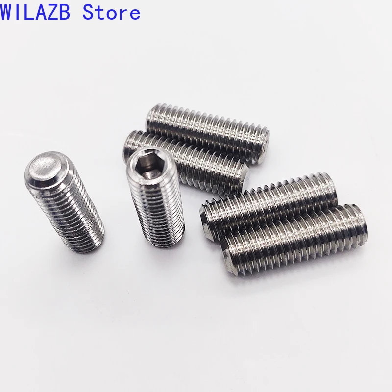 

2/10/50Pcs M3 M4 M5 M6 M8 M10 M12 DIN913 304 A2 Stainless Steell Hex Hexagon Socket Allen Flat Point Set Screw Grub Bolt