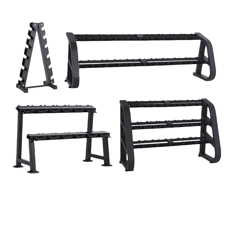 Home Gym Organization Fitness 3-Tier Dumbbell Rack with 3-Tier Shelves for Free Weights Steel Gym Rack