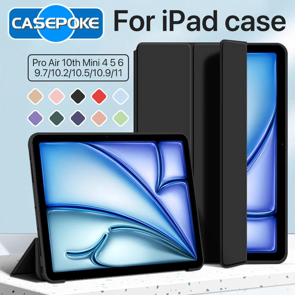 Smart Case For iPad 10th A16 2025 7th 8th 9th Gen Auto Sleep Cover For iPad Pro 11 12.9 13 M3 Air 4 5 10.9 Mini 5/6 iPad Cases