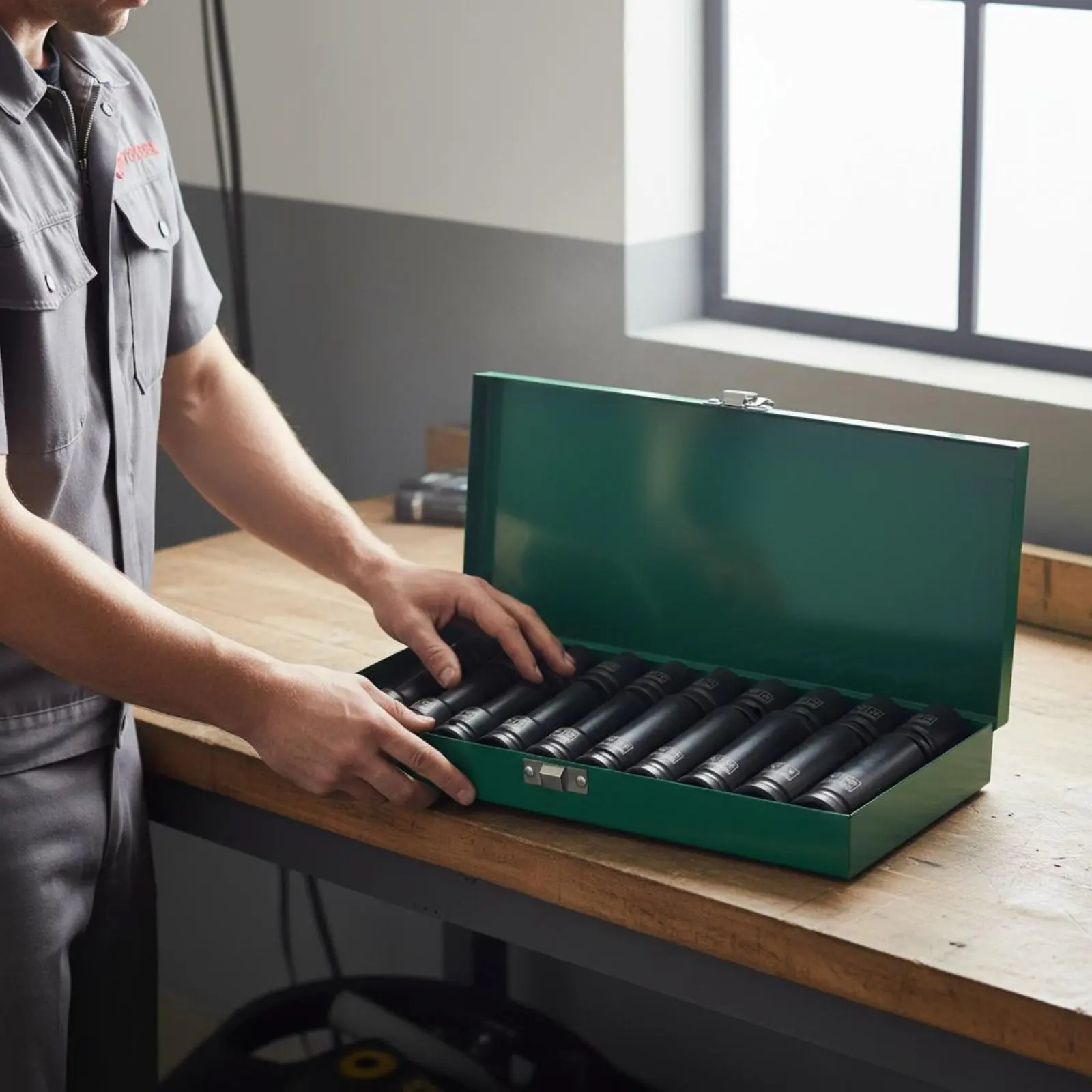 

20 Pieces Pneumatic Socket Set Storage Case Included 1/2 Inch Pneumatic Socket Set Auto Repair Tools Color Coded High Hardness