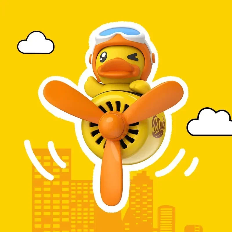 Car Air Outlet Aromatherapy Cute Cartoon Yellow Duck Pilot Small Fan Fragrance Air Freshener Car Air Conditioning Decoration