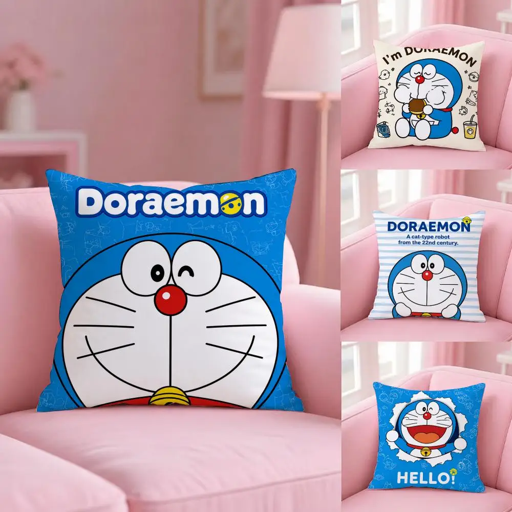 Anime D-Doraemon Blue Mood Cushion Cover Soft Plush Pillowcase Double Side Cozy Cushion Cover Aesthetic Sofa Home Decor Gift