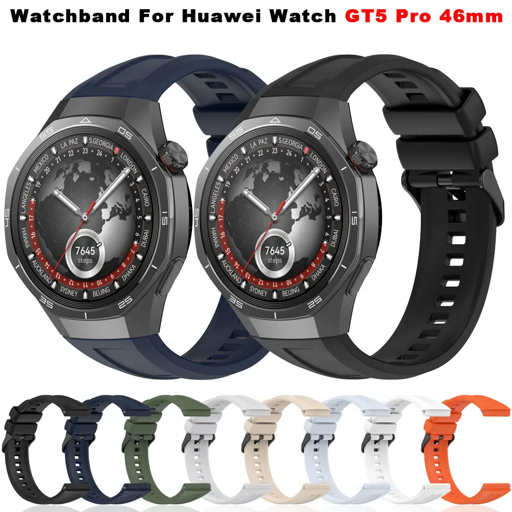 Pulseira de silicone para huawei relógio gt5 pro 46mm pulseira para huawei relógio gt5 pro 46mm pulseira smartwatch acessórios