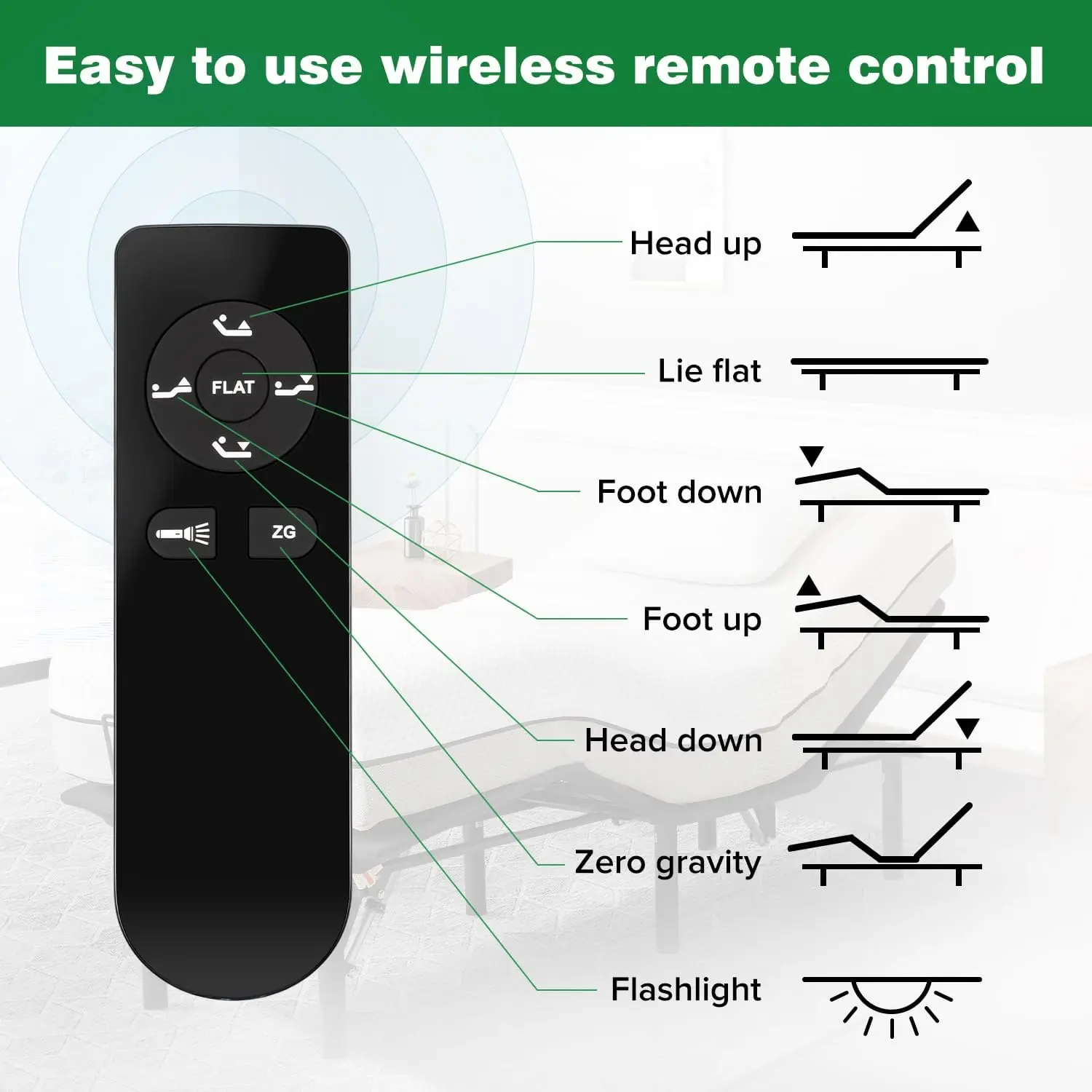 Adjustable Bed Base,Bed Frame With Head And Foot Incline,Anti-Snore, Wireless Control, Txl