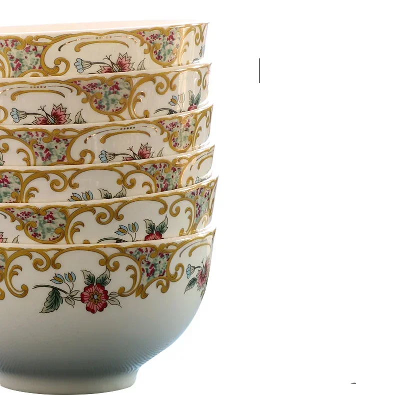 6pcs Set, 4.5inch, Bone China Sauce Bowl Dinner, Noble Golden Chinese Rice Bowl, Ceramic Bowls Kids, Small Korean Bowl, Kitchen