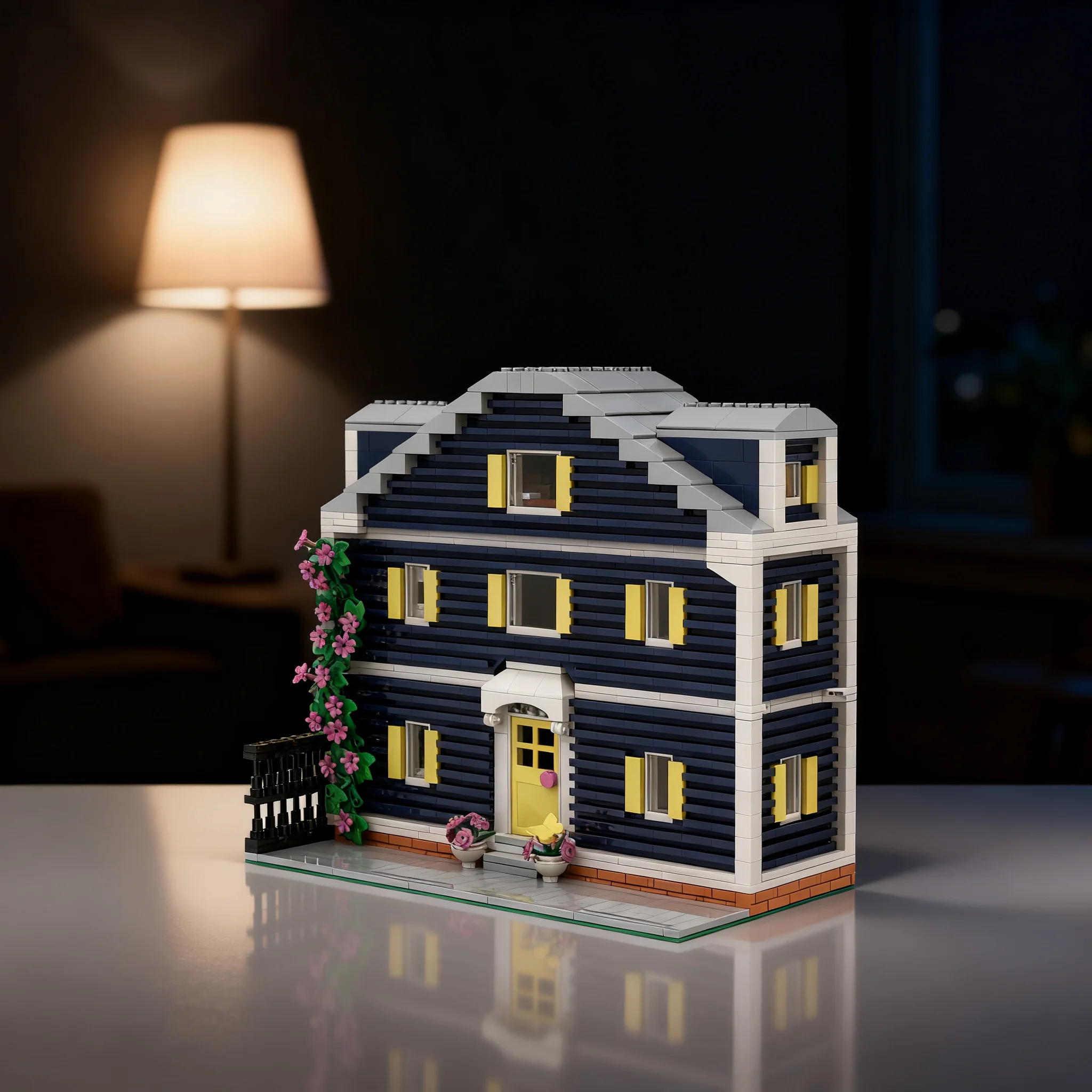 Art Craft Idea - 2141pcs MOC Yellow Shutter Townhouse Model