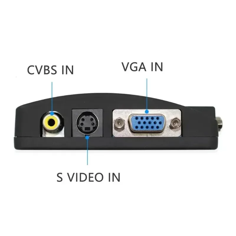 AV to VGA, CVBS, S video Input to PC, VGA Out Adapter Converter Switch Box for PC, MAC, TV